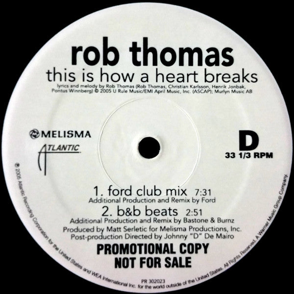 Rob Thomas : This Is How A Heart Breaks (2x12", Promo)