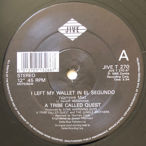 A Tribe Called Quest : I Left My Wallet In El Segundo (Norman Cook Remix) (12")
