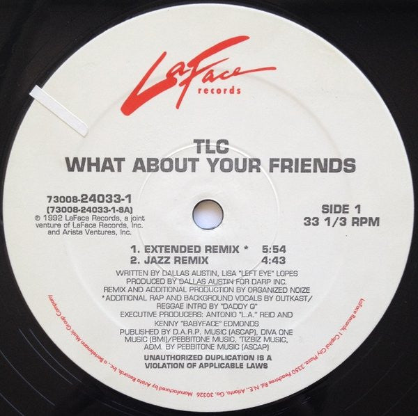 TLC : What About Your Friends (12", Spe)