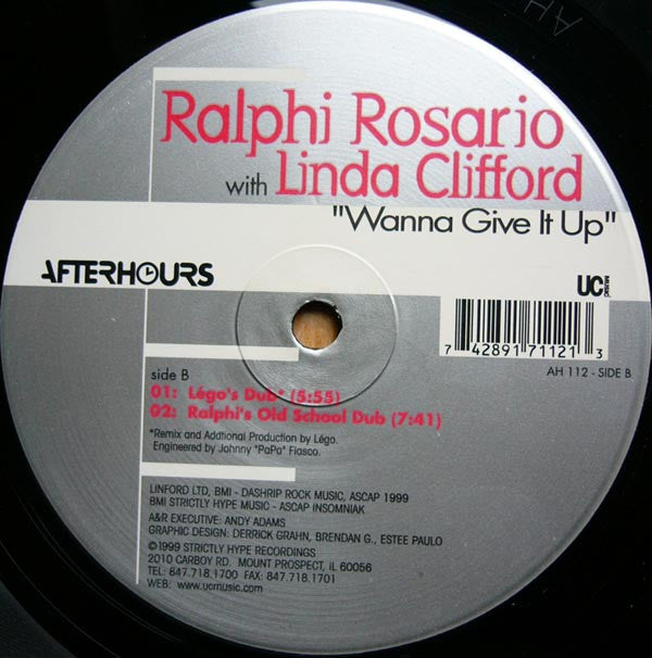 Ralphi Rosario With Linda Clifford : Wanna Give It Up (2x12")