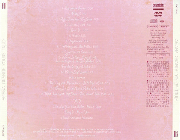 Ariana Grande : Yours Truly (CD, Album + DVD-V, NTSC + Dlx, RE)