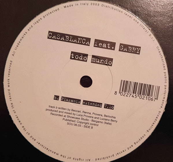 Casablanca (25) Feat. Gabry (4) : Todo Mundo (12")