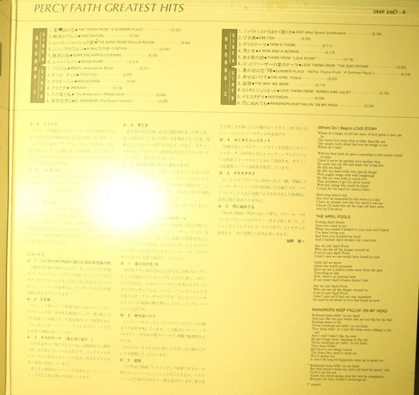 Percy Faith : Percy Faith Greatest Hits (2xLP, Comp)