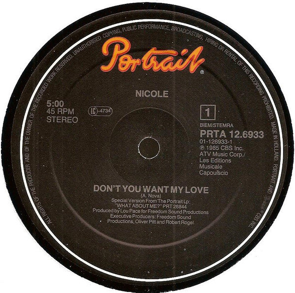 Nicole J McCloud : Don't You Want My Love (12", Maxi)