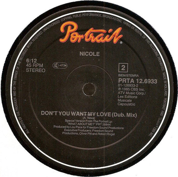 Nicole J McCloud : Don't You Want My Love (12", Maxi)