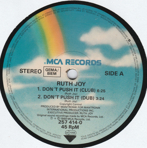 Ruth Joy : Don't Push It (Club / Dub) (12")