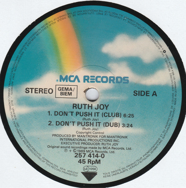 Ruth Joy : Don't Push It (Club / Dub) (12")