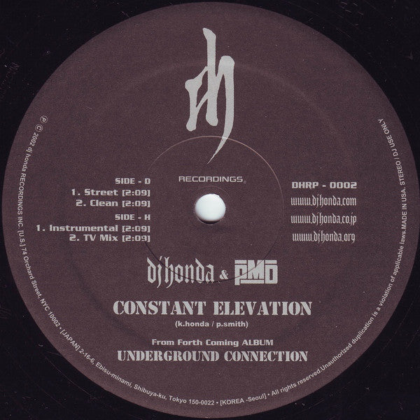 DJ Honda & PMD : Constant Elevation (12")