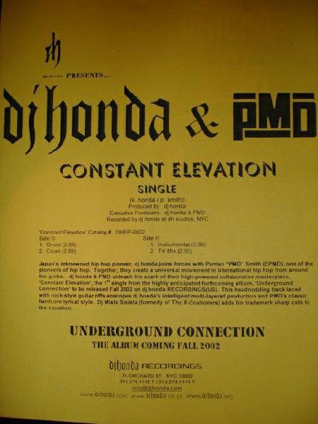 DJ Honda & PMD : Constant Elevation (12")