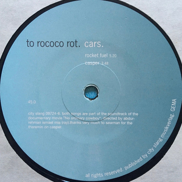 To Rococo Rot : Cars (12", Maxi)