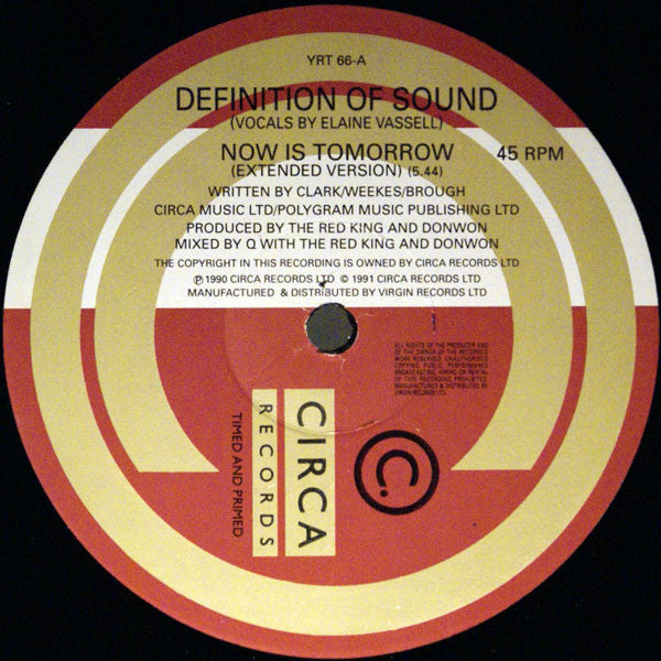 Definition Of Sound : Now Is Tomorrow (12")