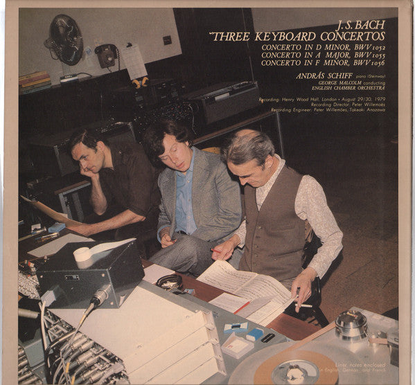 Johann Sebastian Bach - András Schiff, George Malcolm Conducting English Chamber Orchestra : Three Keyboard Concertos (LP, Album)