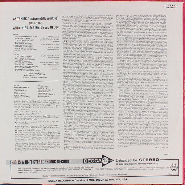 Andy Kirk And His Clouds Of Joy : Instrumentally Speaking (LP, Comp)