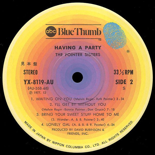 Pointer Sisters : Having A Party (LP, Album, Promo)