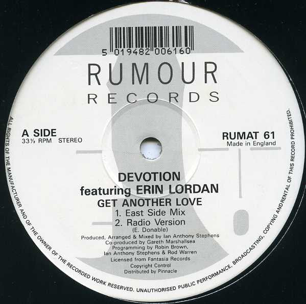 Devotion (7) Featuring Erin Lordan : Get Another Love (12")