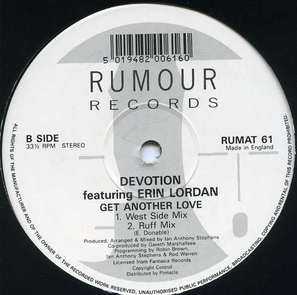 Devotion (7) Featuring Erin Lordan : Get Another Love (12")