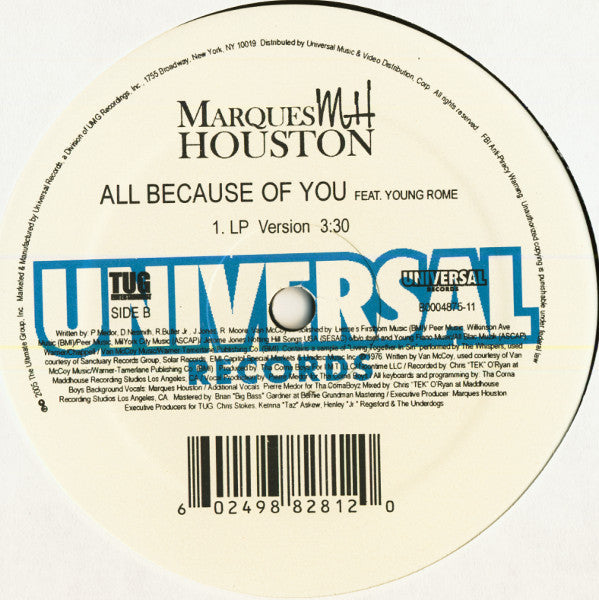 Marques Houston Feat. Young Rome : All Because Of You (12")