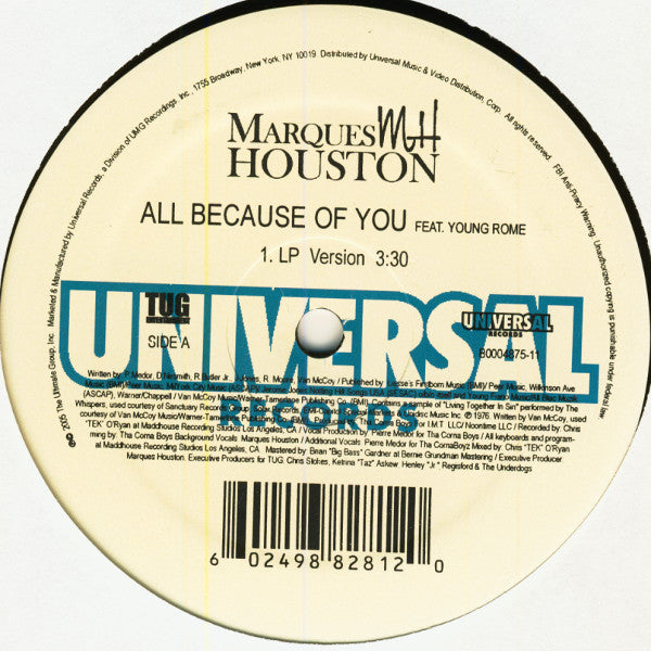 Marques Houston Feat. Young Rome : All Because Of You (12")