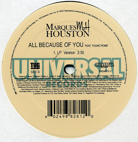 Marques Houston Feat. Young Rome : All Because Of You (12")