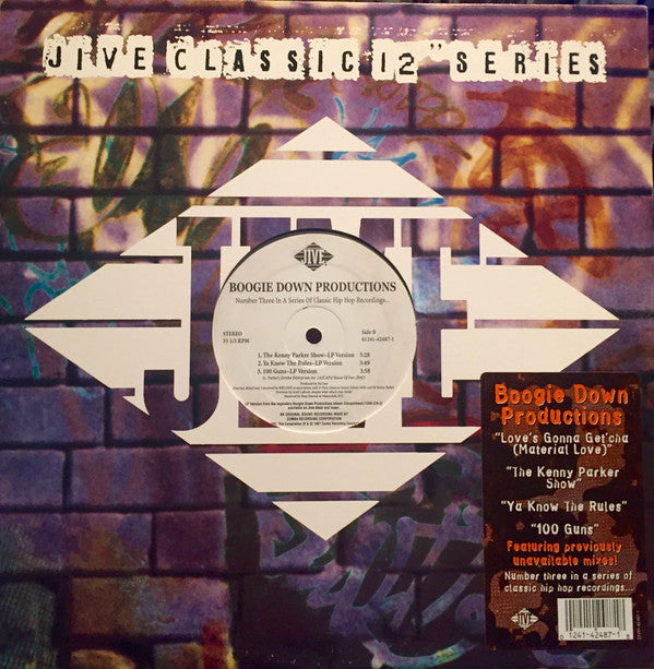 Boogie Down Productions : Love's Gonna Get'cha (Material Love) / The Kenny Parker Show / Ya Know The Rules / 100 Guns (12", Whi)
