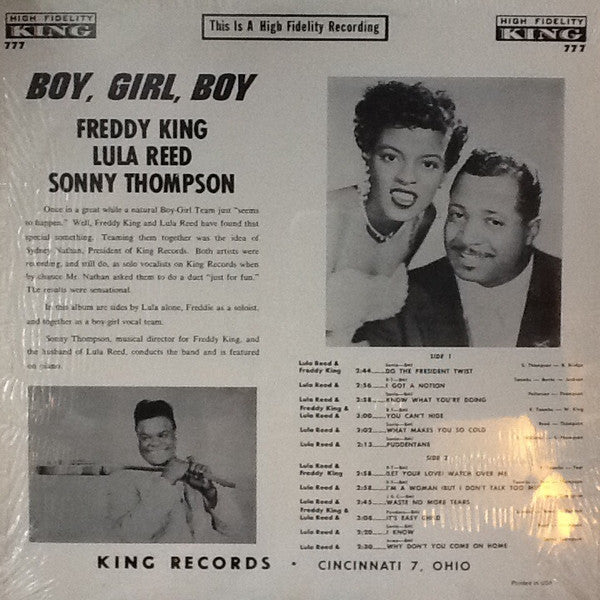 Freddie King / Lula Reed / Sonny Thompson : Boy, Girl, Boy (LP, Album, Mono, RE)