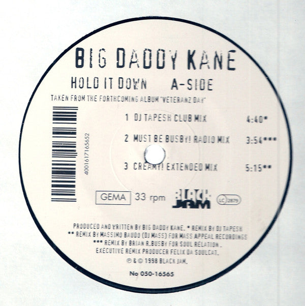 Big Daddy Kane : Hold It Down (12")