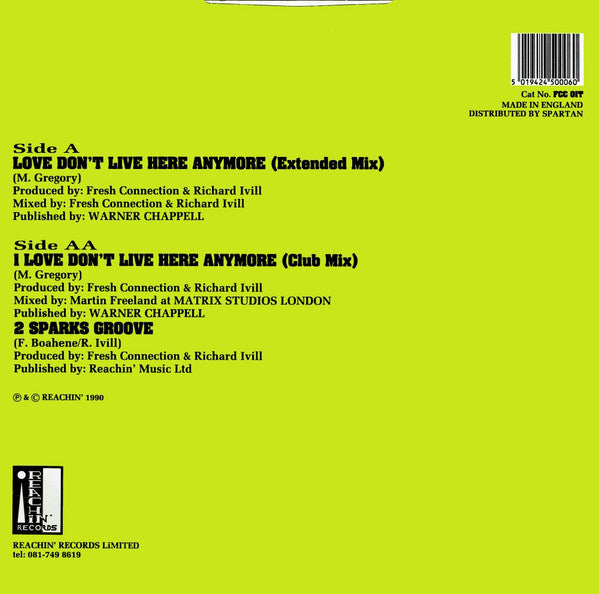 Fresh Connection : Love Don't Live Here Anymore (12")