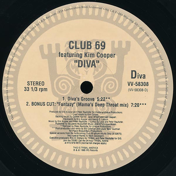 Club 69 Featuring Kim Cooper : Diva (2x12")