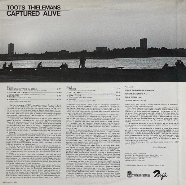 Toots Thielemans : Captured Alive (LP, Album, RE)