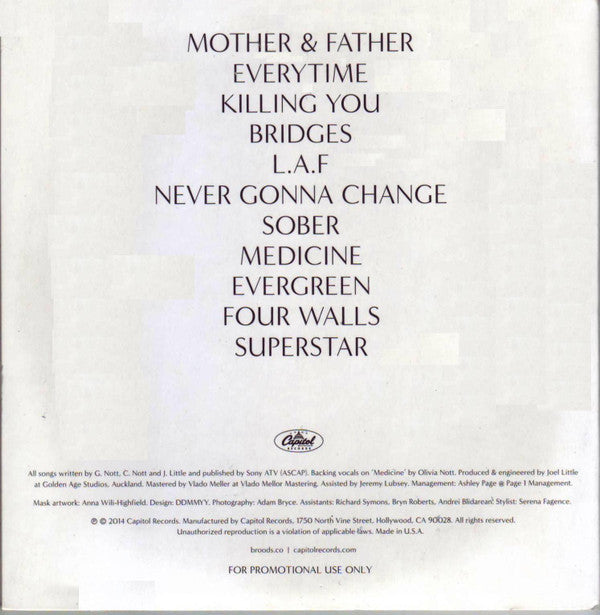 Broods : Evergreen (CD, Album, Promo)