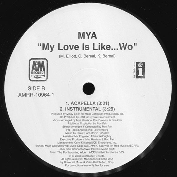 Mya : My Love Is Like... Wo (12", Promo)
