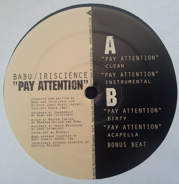 Babu / Rakaa-Iriscience : Pay Attention (12", Single, Ltd)