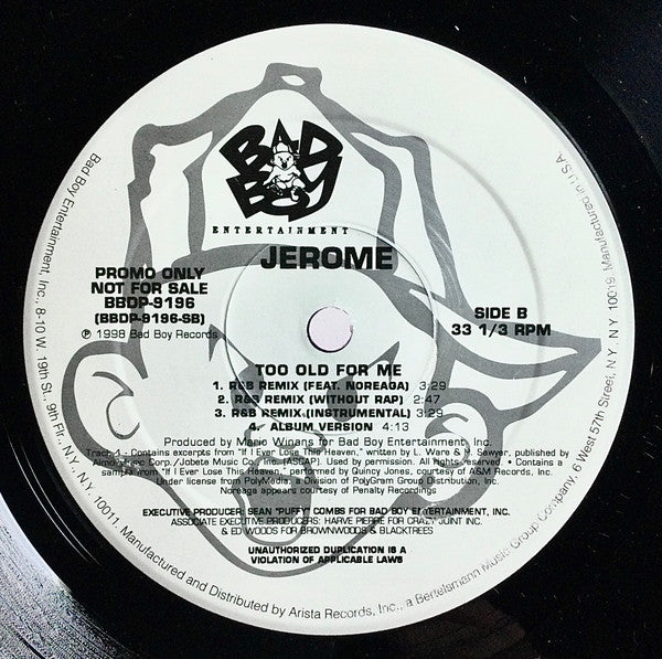 Jerome (4) : Too Old For Me (Remixes) (12", Promo)