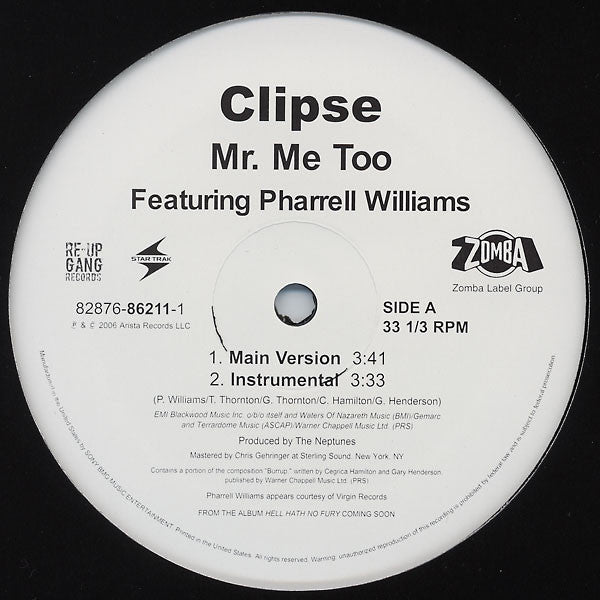 Clipse Featuring Pharrell Williams : Mr. Me Too (12")