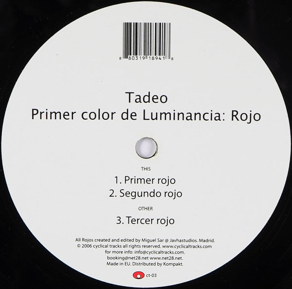 Tadeo : Primer Color De Luminancia: Rojo (12")