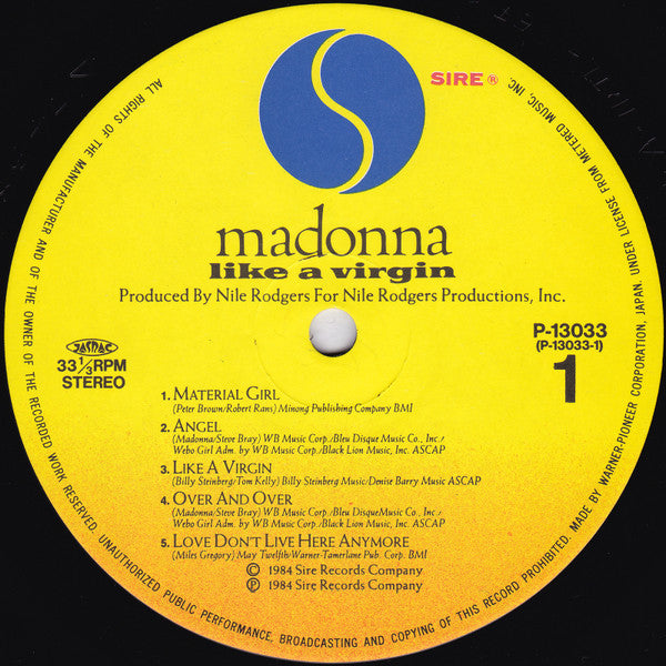 Madonna : Like A Virgin = ライク・ア・ヴァージン (LP, Album)