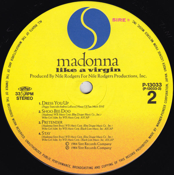 Madonna : Like A Virgin = ライク・ア・ヴァージン (LP, Album)