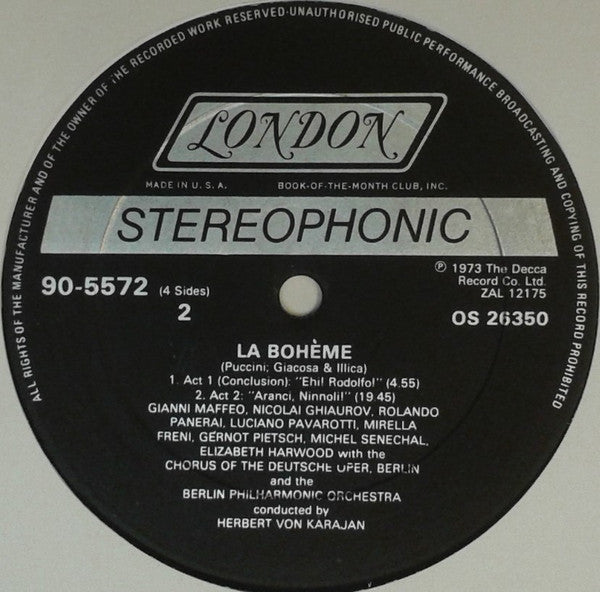 Giacomo Puccini - Luciano Pavarotti · Mirella Freni · Nicolai Ghiaurov · Elizabeth Harwood · Rolando Panerai · Gianni Maffeo · Berliner Philharmoniker · Herbert von Karajan : La Bohème (2xLP, Album, Club + Box, Club)