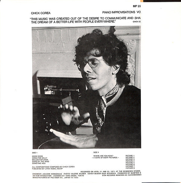 Chick Corea : Piano Improvisations Vol. 1 (LP, Album)