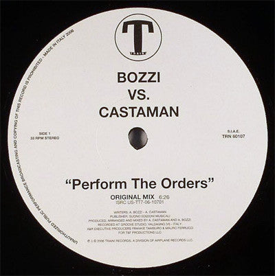 Bozzi vs. Castaman : Perform The Orders (12")