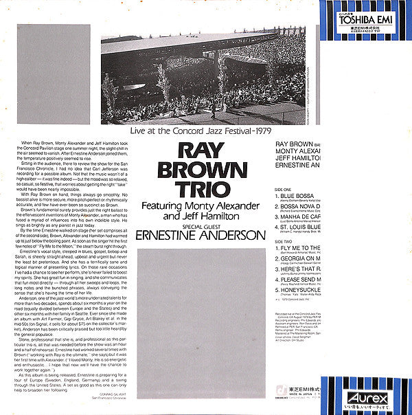 Ray Brown Trio With Special Guest Ernestine Anderson : Live At The Concord Jazz Festival 1979 (LP, Album)