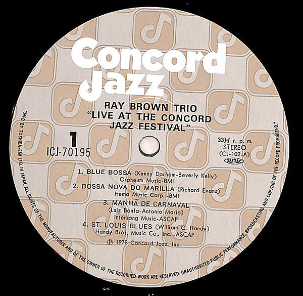 Ray Brown Trio With Special Guest Ernestine Anderson : Live At The Concord Jazz Festival 1979 (LP, Album)