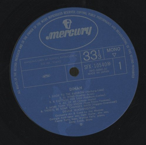 Dinah Washington : Dinah (LP, Album, Mono, RE)