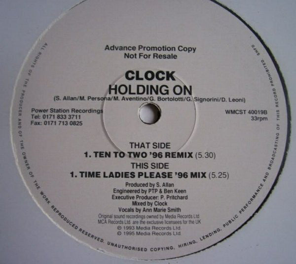 Clock : Holding On (12", Promo)