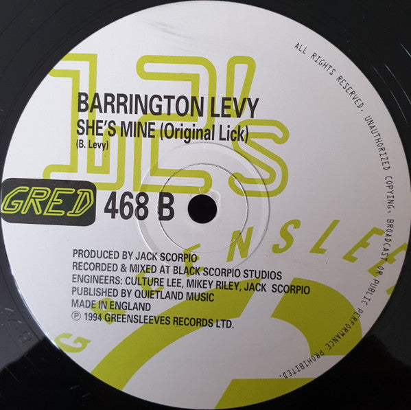 Barrington Levy / Mega Banton & Leroy Smart : She's Mine (12")