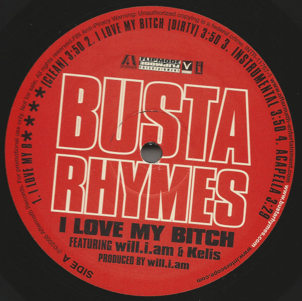 Busta Rhymes Featuring Will I Am & Kelis : I Love My Bitch / New York Shit (12", Promo)