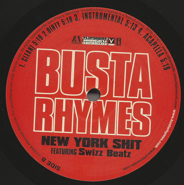 Busta Rhymes Featuring Will I Am & Kelis : I Love My Bitch / New York Shit (12", Promo)