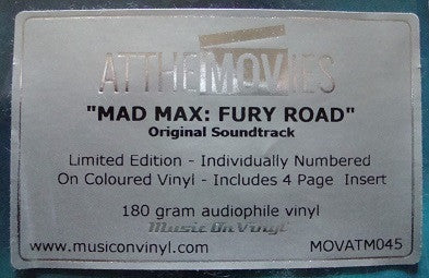 Tom Holkenborg AKA Junkie XL : Mad Max: Fury Road (Original Motion Picture Soundtrack) (LP, Yel + LP, Blu + Album, Ltd, Num)