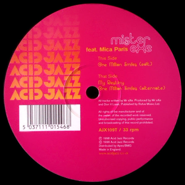 Mr. Exe Feat. Mica Paris : One Million Smiles (12")