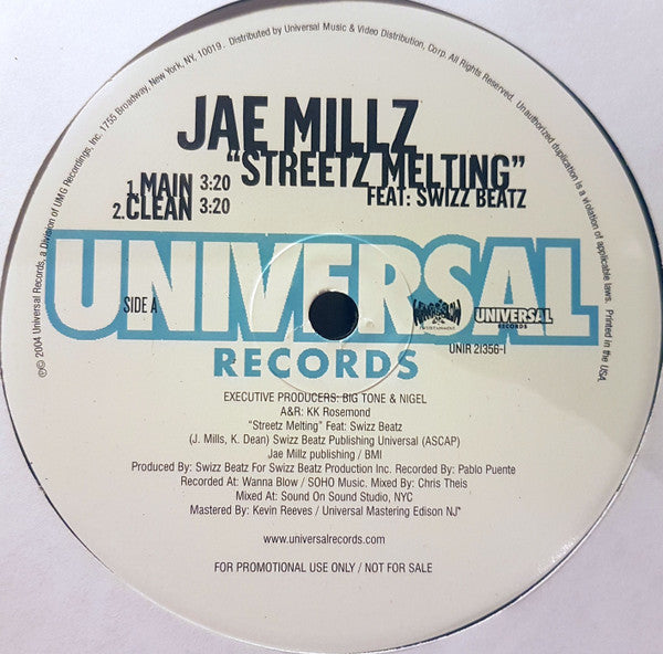 Jae Millz : Streetz Melting (12", Promo)